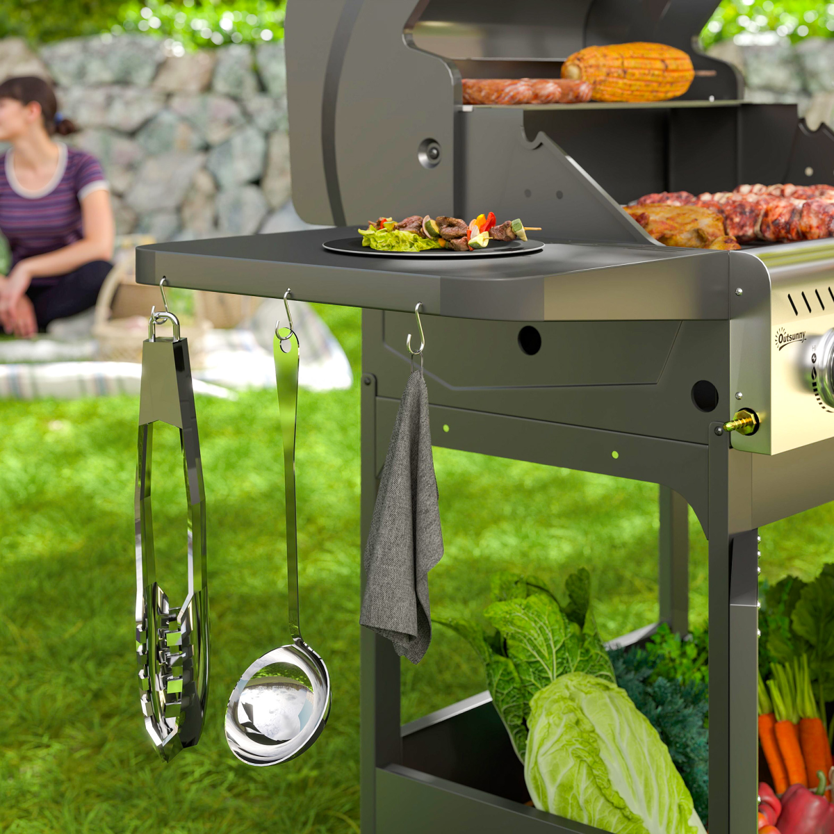 3-Burner Propane BBQ Grill Stylish & Thermometer-Equipped