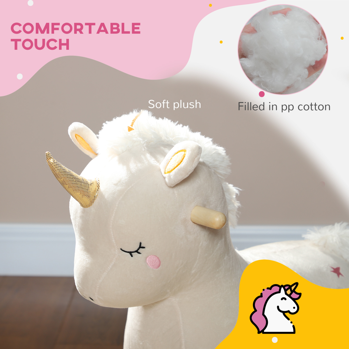 AIYAPLAY Unicorn Rocking Horse with Sounds for Ages 2-4