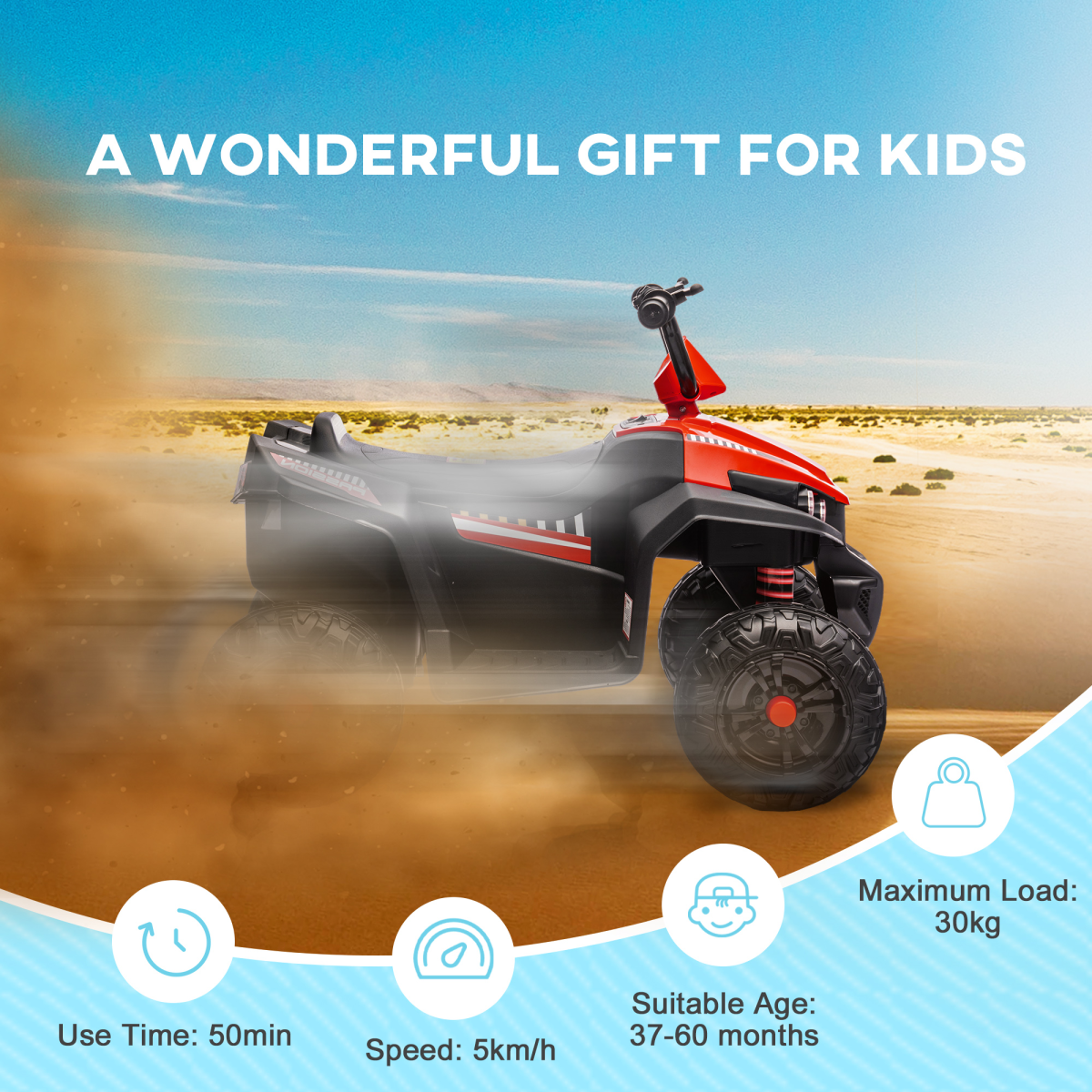 AIYAPLAY 12V Kids Electric Quad Bike