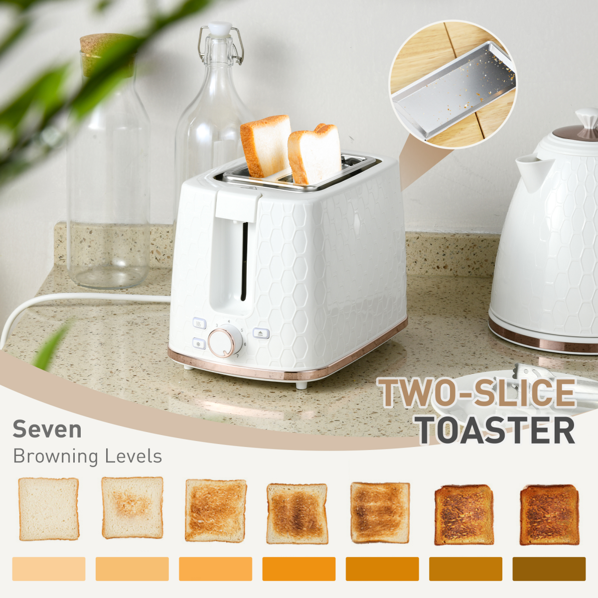 Stylish Kettle & Toaster Combo: 1.7L Rapid Boil & 2-Slice Perfection