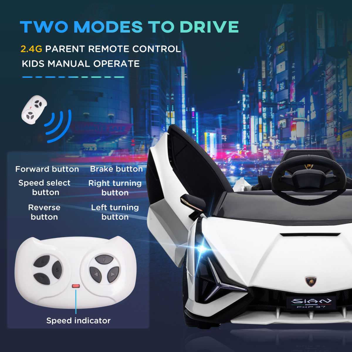 Lamborghini SIAN 12V Kids Electric Ride On Car Toy w/ Remote Control