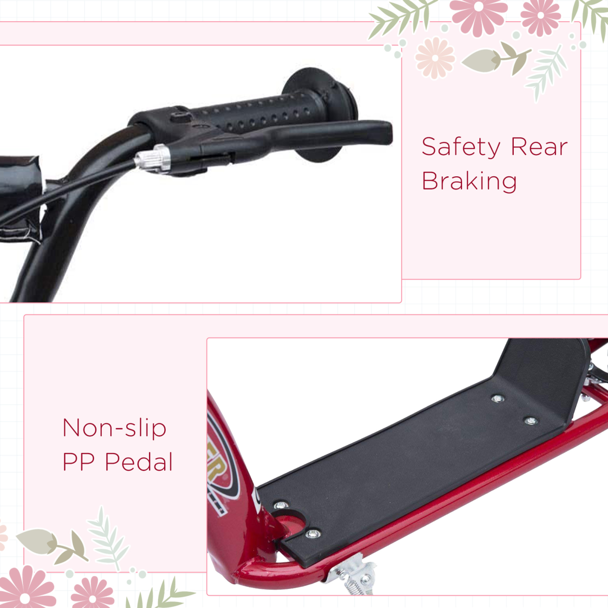 Red Push Scooter for Kids Stunt Bike with 12"