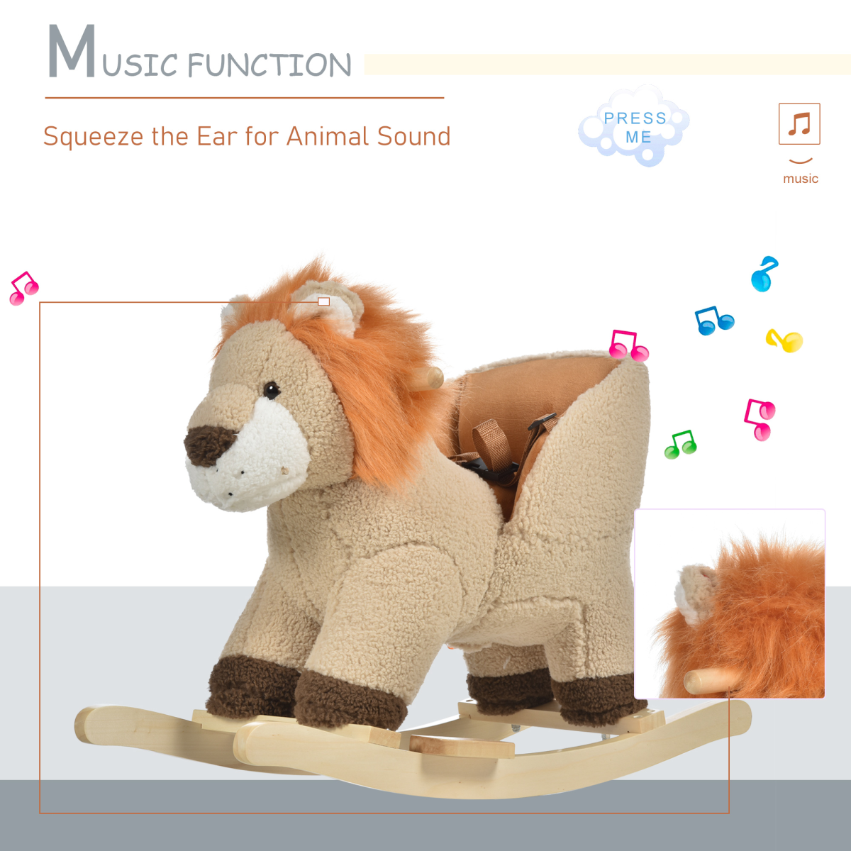 Roaring Fun: Plush Lion Rocker with Sound