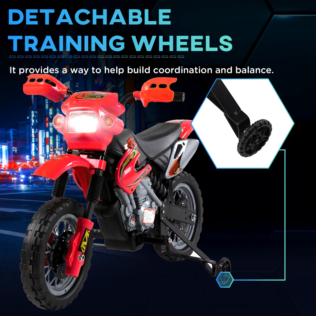 6V Kids Electric Motorbike Motorcycle Ride On for 3-6 Years Red