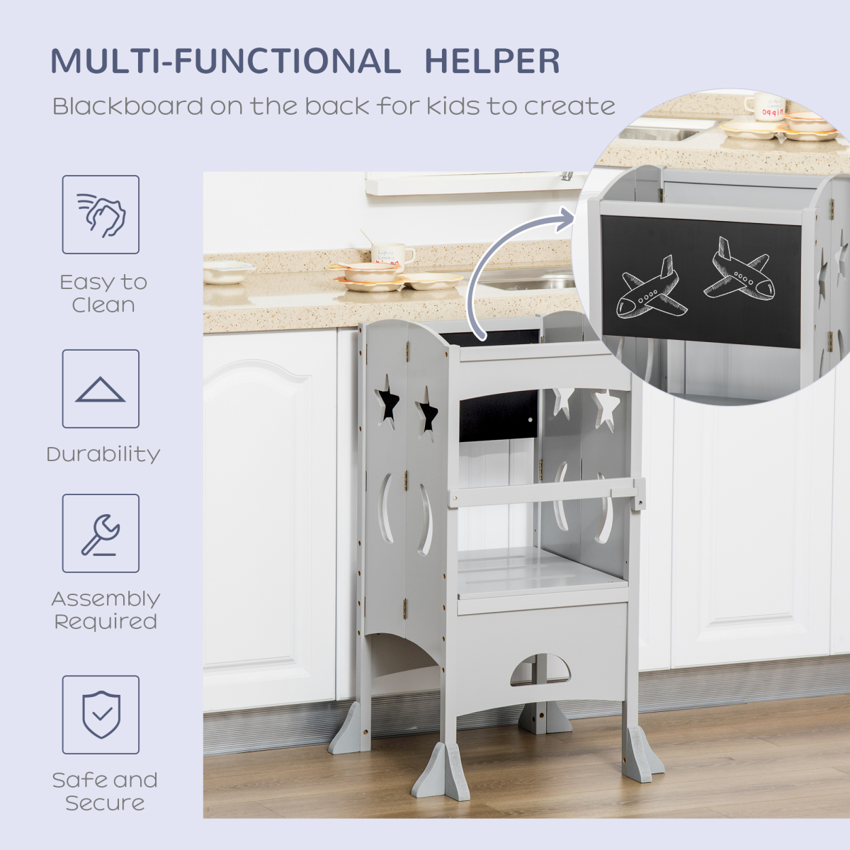 Creative Kids Step Stool with Blackboard & Lockable Rails