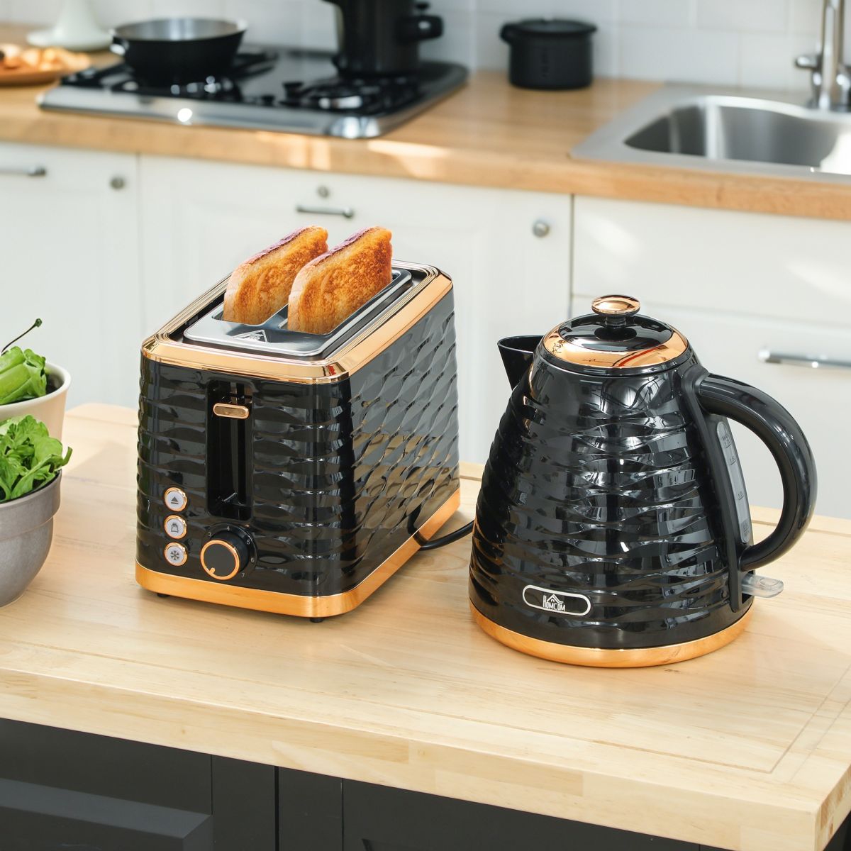 Chic Kettle & Toaster Set: Rapid Boil 1.7L Kettle & 2-Slice Toaster