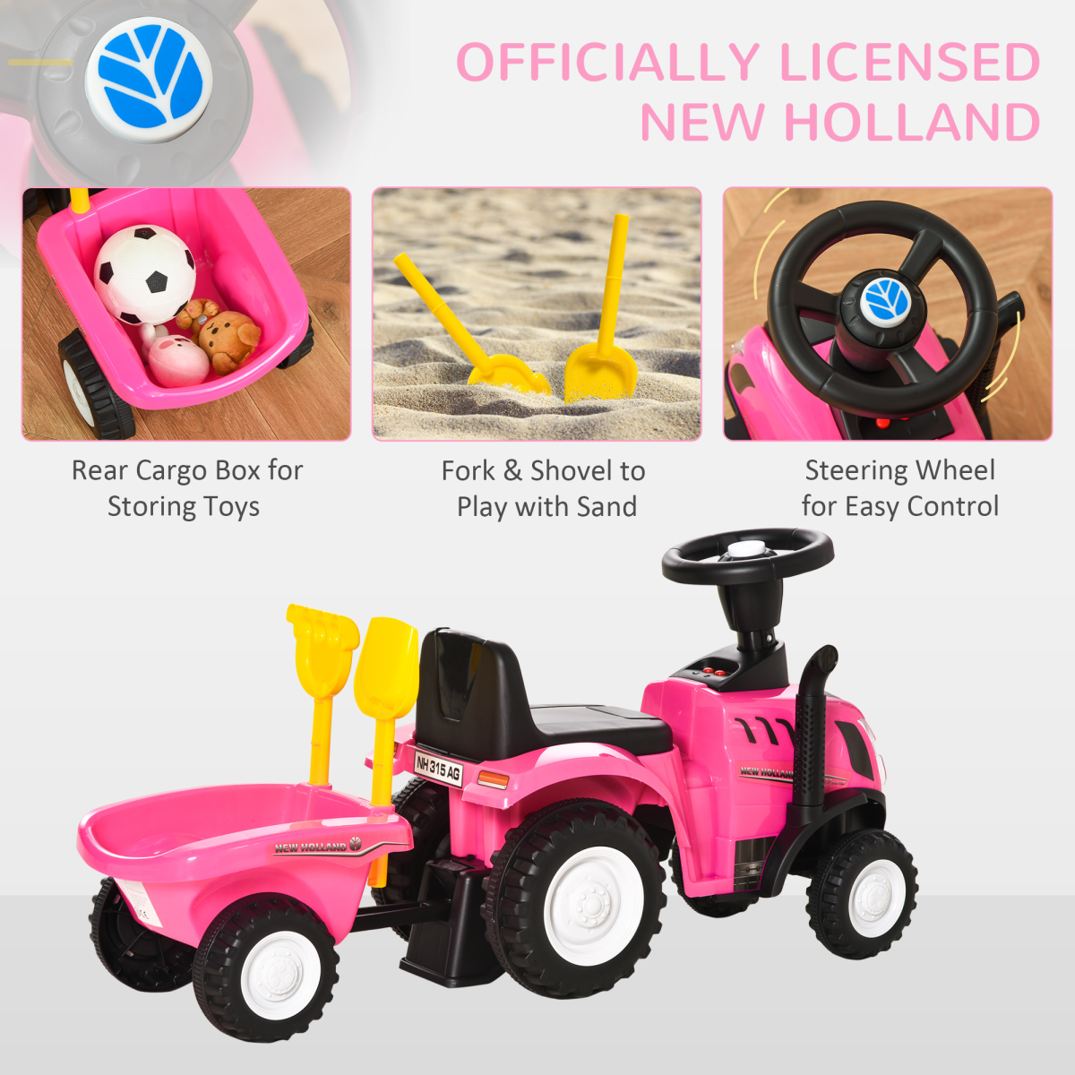 Charming Pink Sliding Car with Horn for Toddlers 12-36 Months