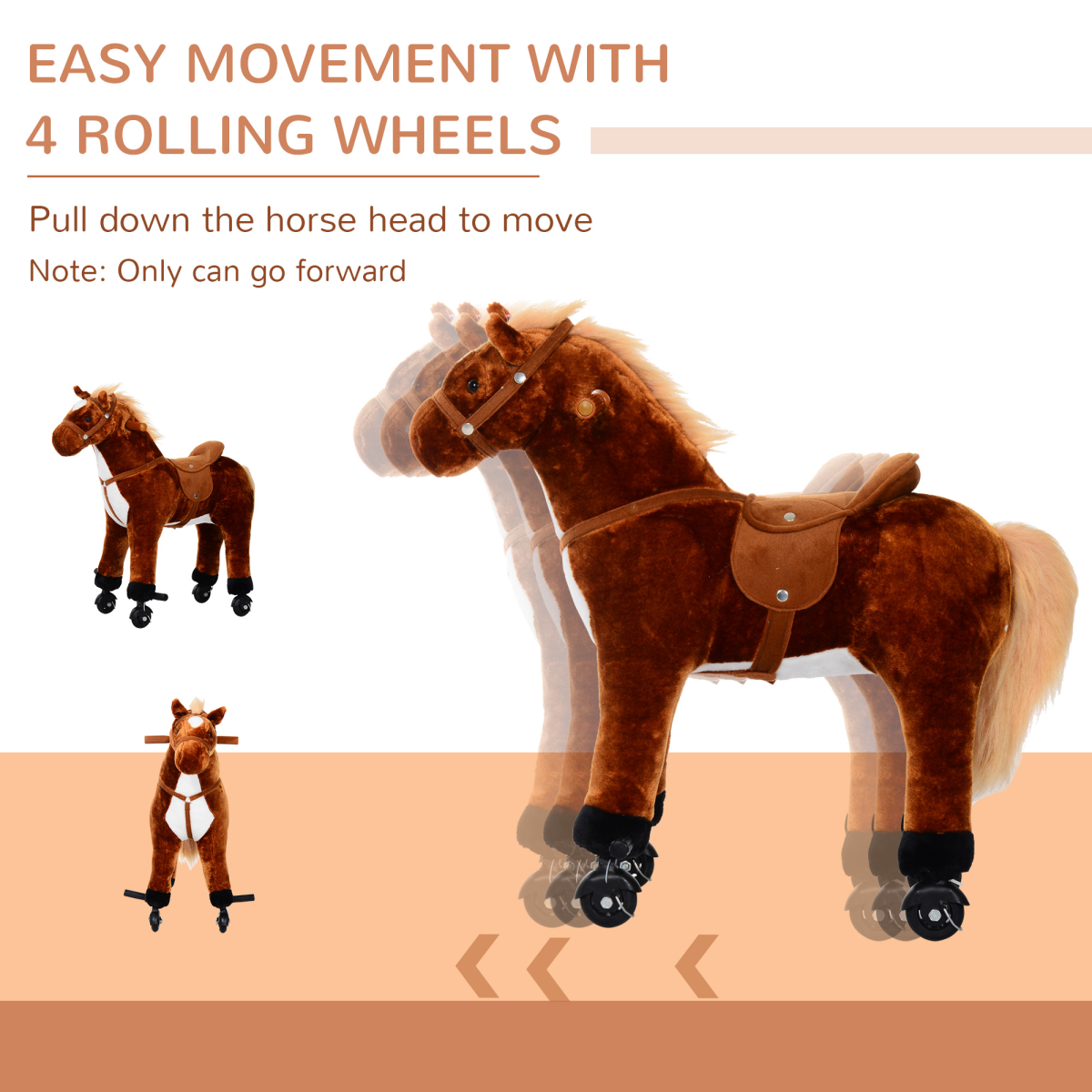 Galloping Plush Pony Ride-On Toy with Sounds