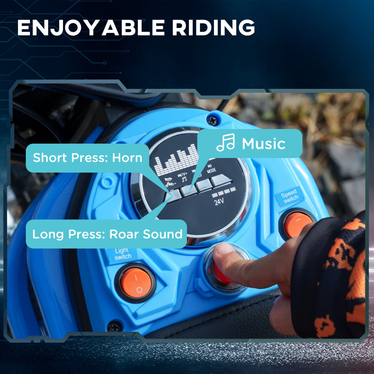24V Kids Electric Motorbike - Thrilling Ride with Music & Horn!