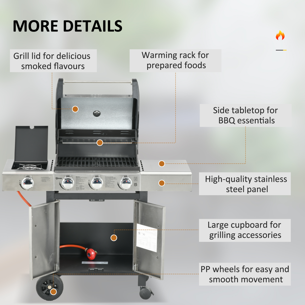 Deluxe 3+1 Burner Gas BBQ Grill