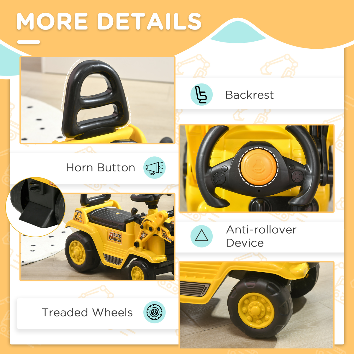 Triple Fun Ride-On Bulldozer