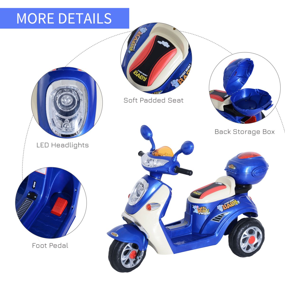 3-Wheel Electric Kids Motorcycle Ride-On