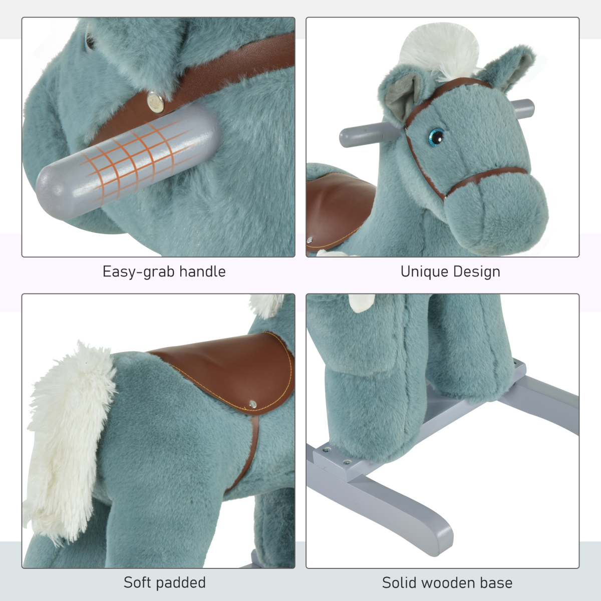Plush Ride-On Rocking Horse with Sound Handle for Kids