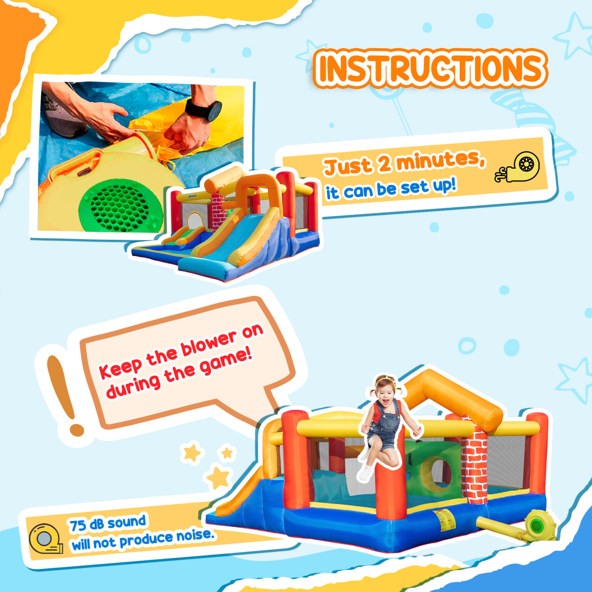 Epic Kids Bouncy Castle with Double Slides