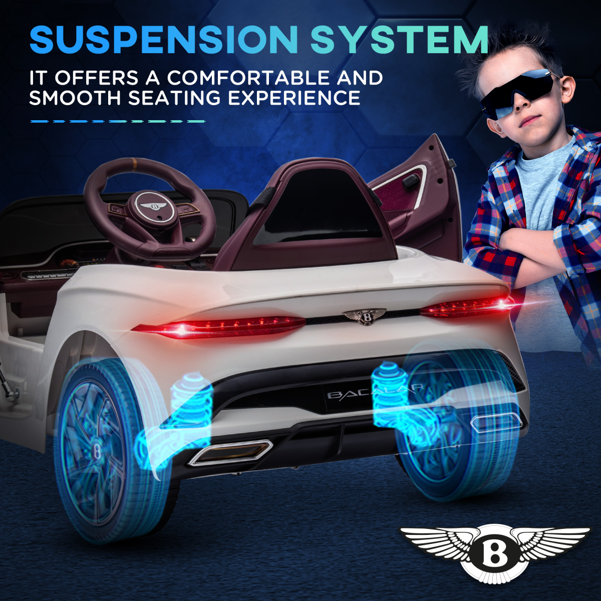 Luxury Bentley Bacalar 12V Kids Electric Car - White | Ultimate Ride for Ages 3-5