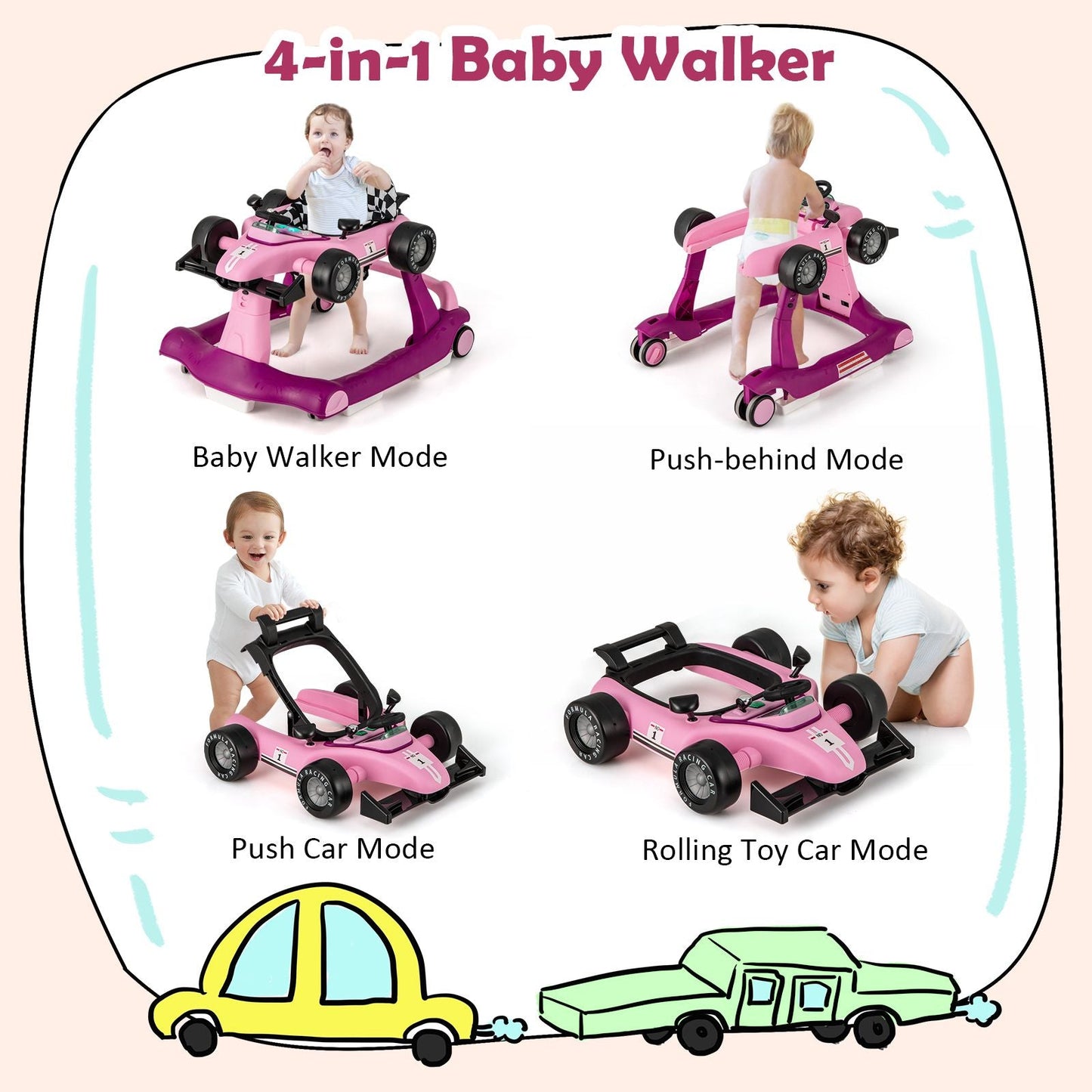 Versatile 4-In-1 Baby Push Walker
