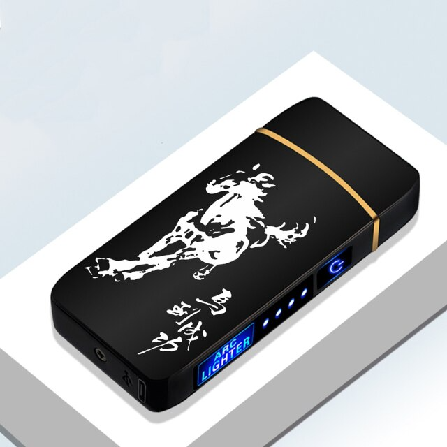 Electric Rechargeable Cigarette Lighter : Windproof Metal Portable Lighter USB