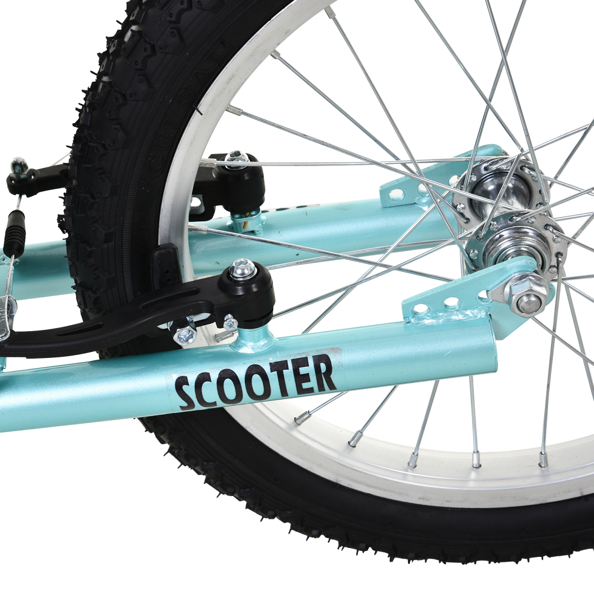 Adjustable Kids Kick Scooter with Inflatable Wheels - Blue
