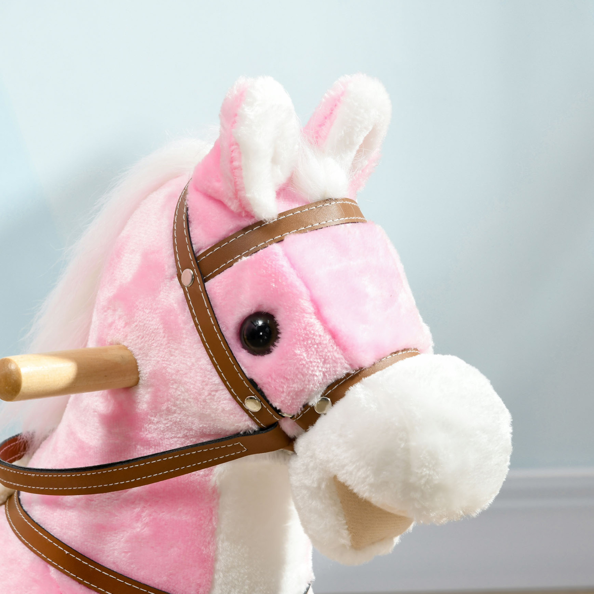 Pink Wooden Rocking Horse for Kids 3-6 Years