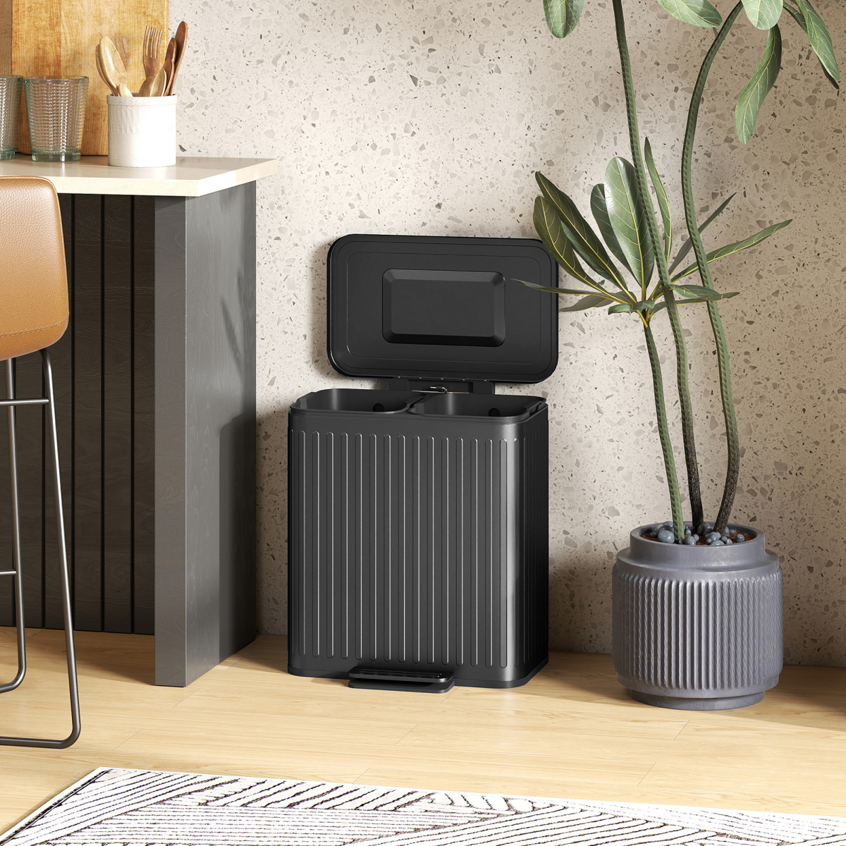 40L Dual Pedal Bin with Soft-Close Lid - Efficient Waste Management