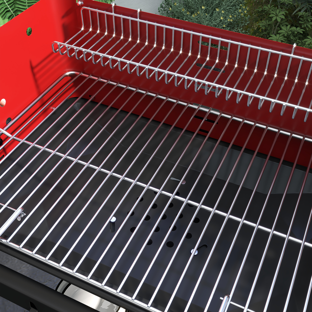 Charcoal BBQ Grill Trolley 5-Level Height & Storage Shelves
