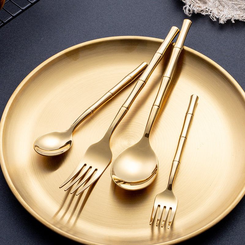 Aldomara Bamboo Gold/Silver Cutlery Set