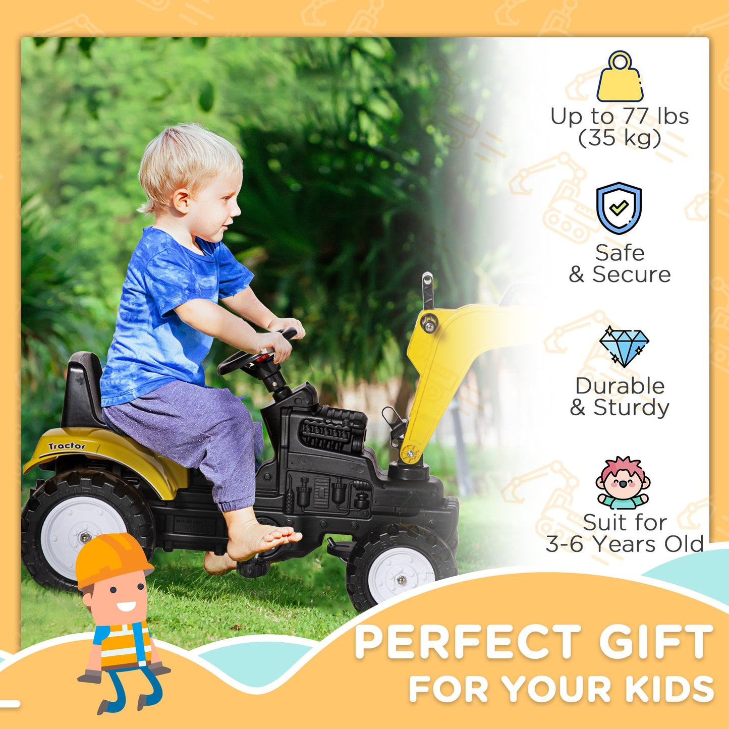 Pedal Power Kids' Ride-On Digger