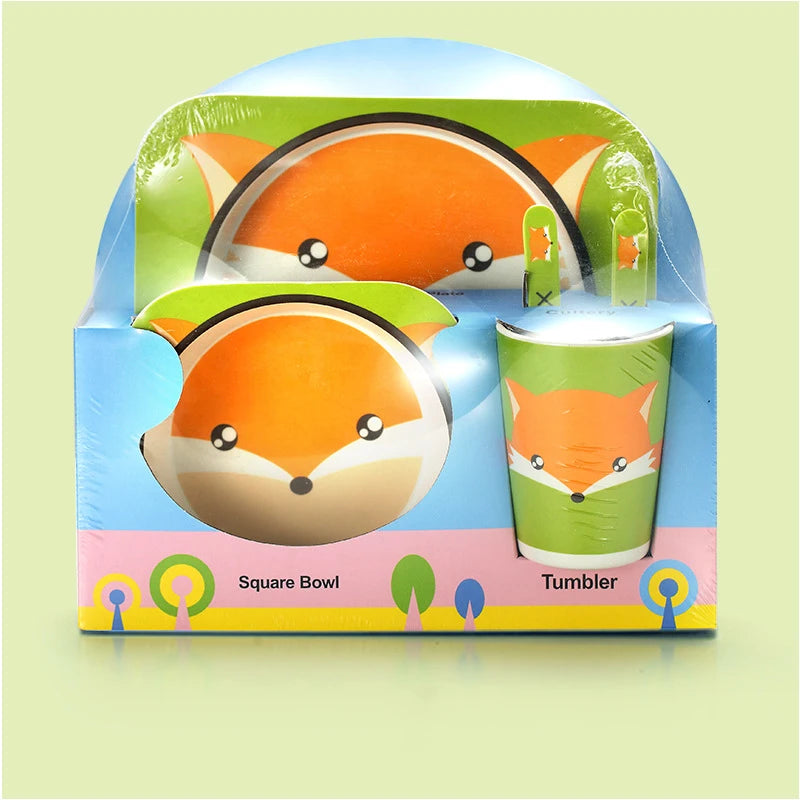 Baby Bamboo Fiber Tableware Set – Cute Cartoon Feeding Bowl & Plate for Kids and Toddlers