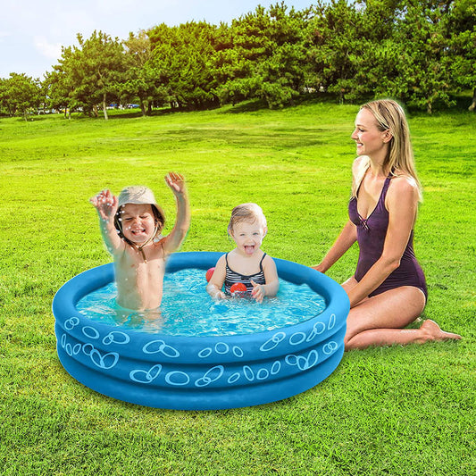 Sea Blue Inflatable Kiddie Swimming Pool For Kids, Baby, Dogs - 48 x 10 Inch