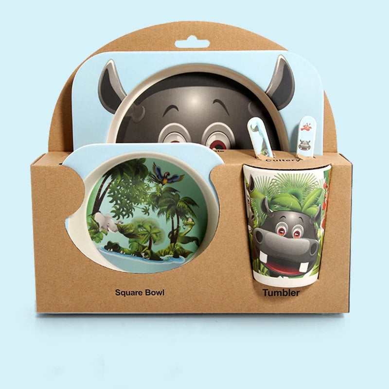 Baby Bamboo Fiber Tableware Set – Cute Cartoon Feeding Bowl & Plate for Kids and Toddlers