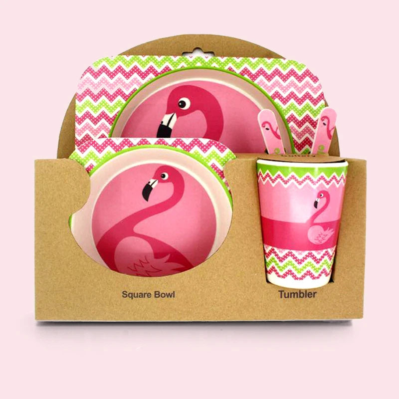 Baby Bamboo Fiber Tableware Set – Cute Cartoon Feeding Bowl & Plate for Kids and Toddlers