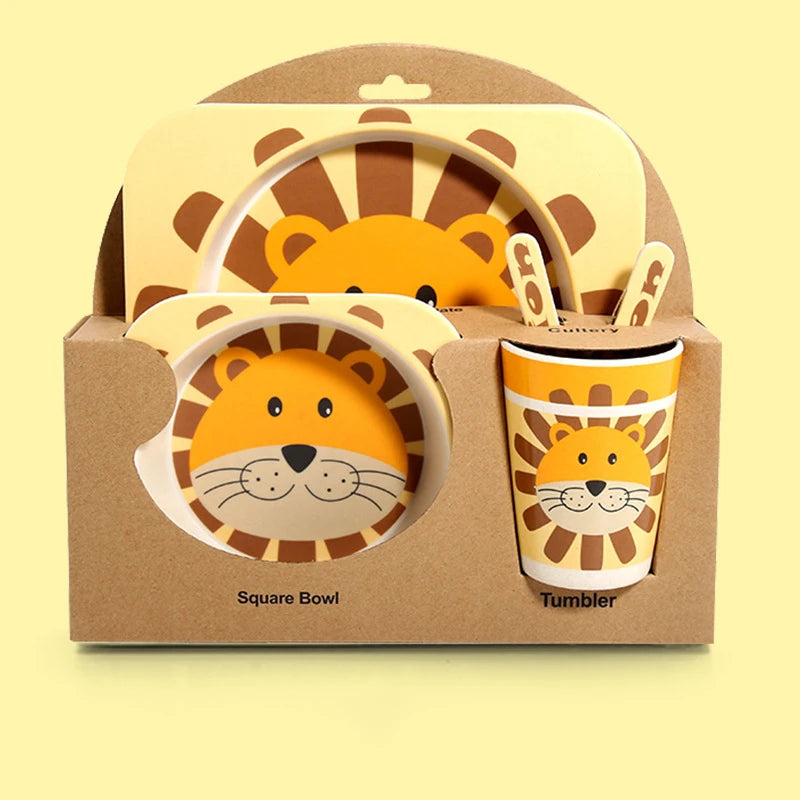 Baby Bamboo Fiber Tableware Set – Cute Cartoon Feeding Bowl & Plate for Kids and Toddlers