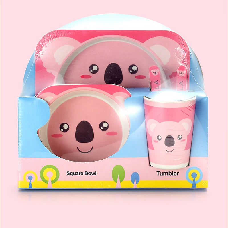 Baby Bamboo Fiber Tableware Set – Cute Cartoon Feeding Bowl & Plate for Kids and Toddlers