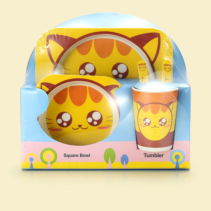 Baby Bamboo Fiber Tableware Set – Cute Cartoon Feeding Bowl & Plate for Kids and Toddlers