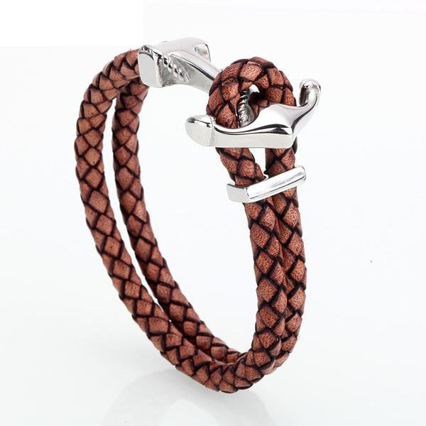 Anchor Leather Bracelet