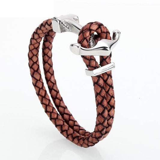 Anchor Leather Bracelet