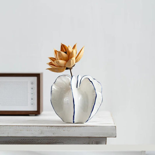 Carambola Ceramic Vases - White & Blue