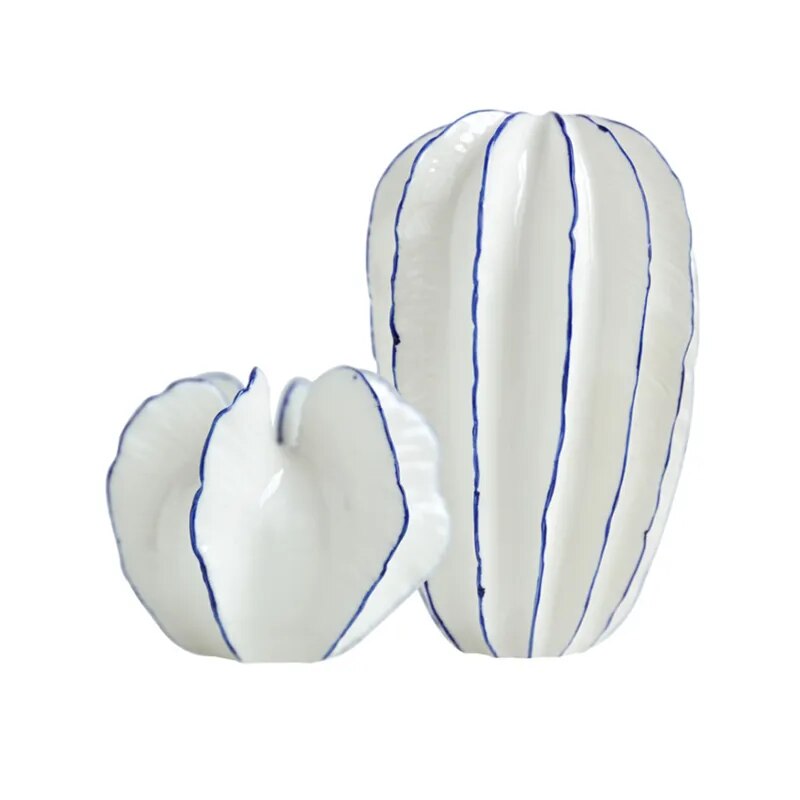 Carambola Ceramic Vases - White & Blue