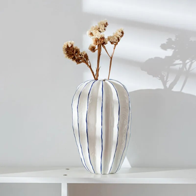 Carambola Ceramic Vases - White & Blue