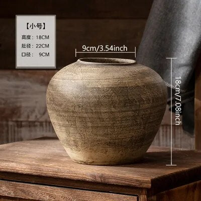 Ceramic Retro Vase Home Decoration Piece Wabi Sabi Style - 3 Sizes