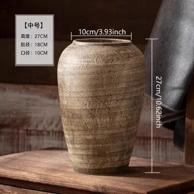 Ceramic Retro Vase Home Decoration Piece Wabi Sabi Style - 3 Sizes