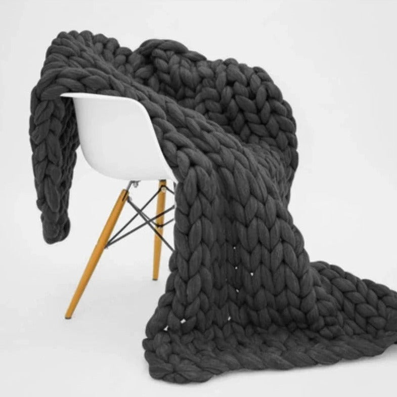 Chunky Knitted Merino Wool Blanket Throw - 8 Colours
