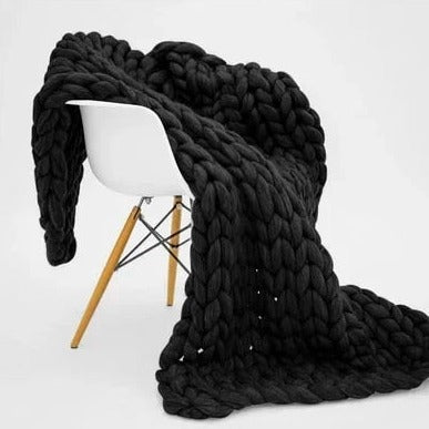 Chunky Knitted Merino Wool Blanket Throw - 8 Colours