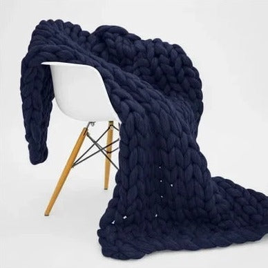 Chunky Knitted Merino Wool Blanket Throw - 8 Colours