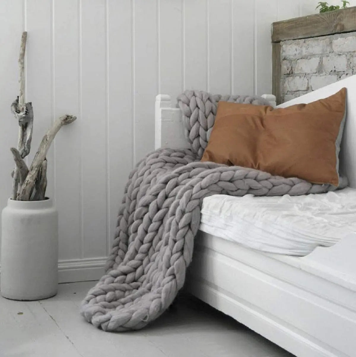 Chunky Knitted Merino Wool Blanket Throw - 8 Colours