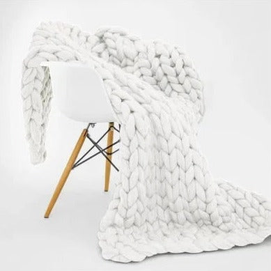 Chunky Knitted Merino Wool Blanket Throw - 8 Colours