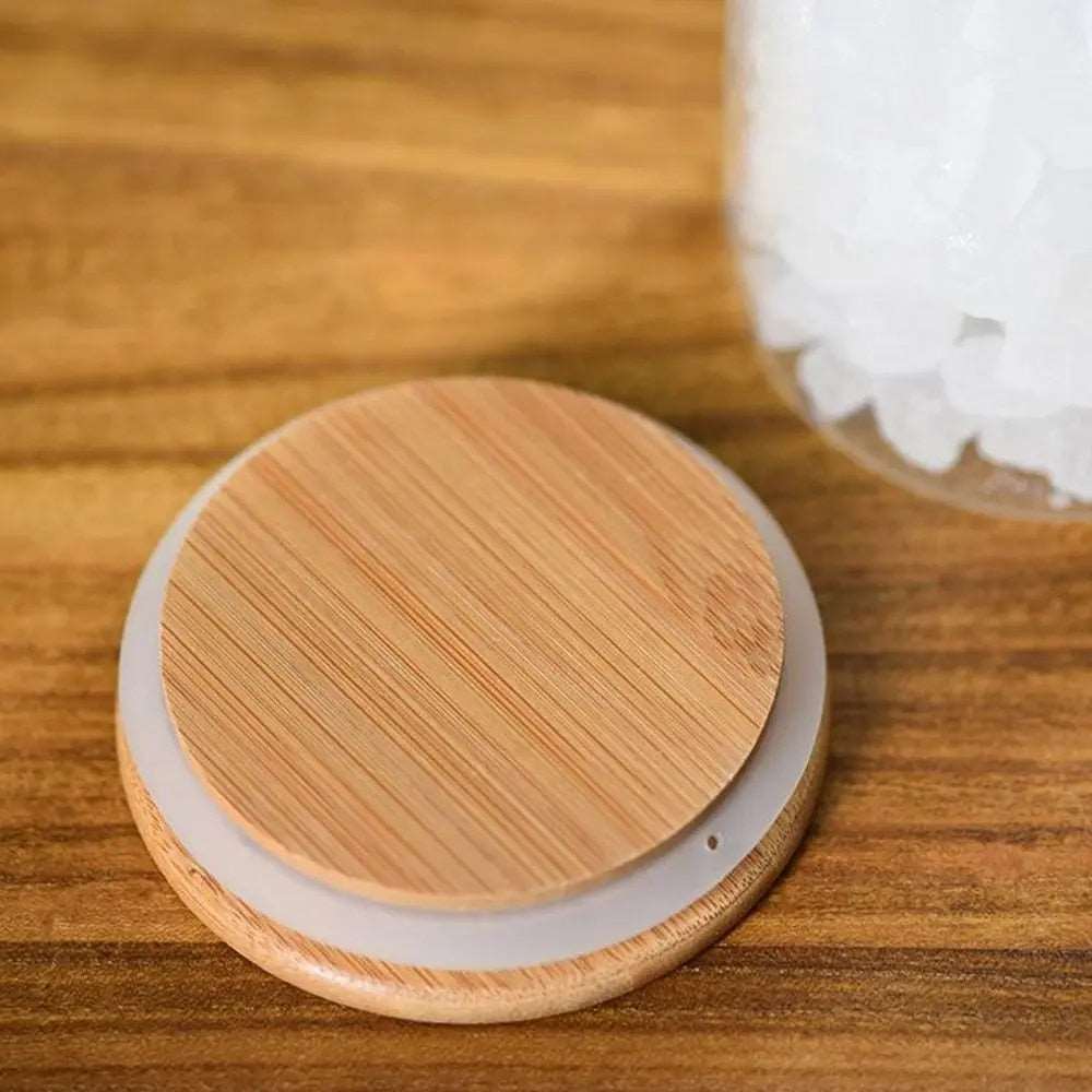 Clear Glass Storage Containers With Airtight Lid & Wooden Spoon - 540ml