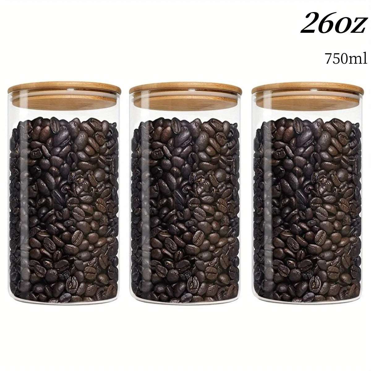 Clear Glass Storage Containers With Airtight Lids - 750ml