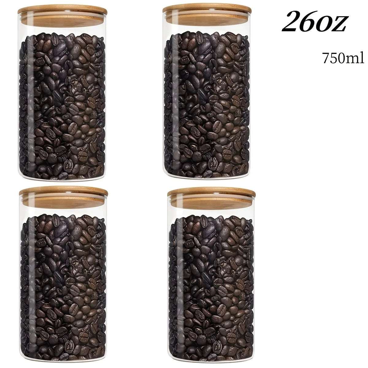 Clear Glass Storage Containers With Airtight Lids - 750ml