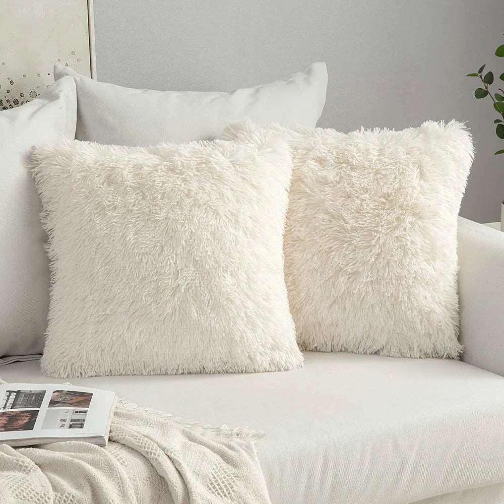 Cuddly Plush Faux Fur Soft Cushion Cover - 4 Colours